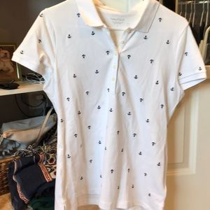🔥 Nautica polo shirt… white with navy blue anchors
